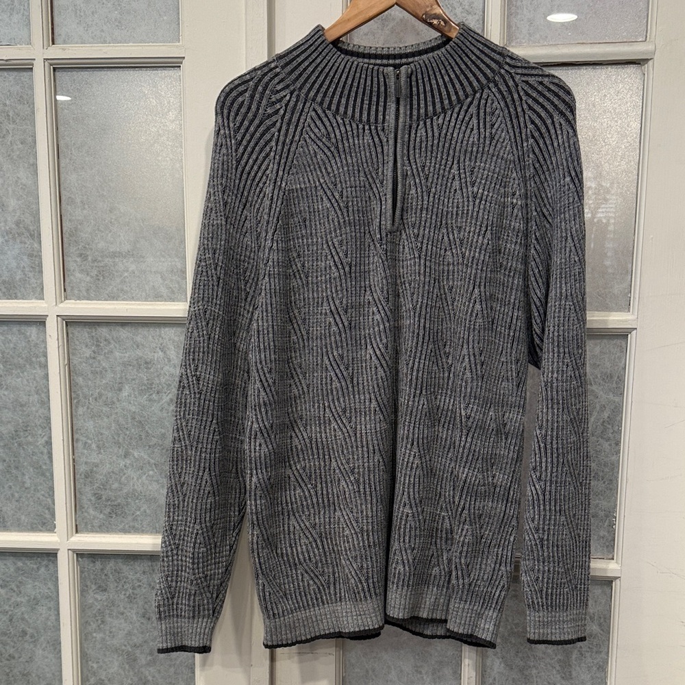 Tommy Bahama Charcoal quarter Zip-Up pullover Sweater SZ XL